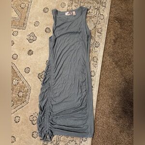 Soft Gray-Blue Ribbed Dress